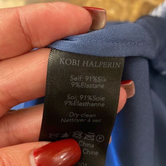 Kobi Halperin Blue Pleated Bib Collar silk  Blouse, XS - Picture 12 of 12